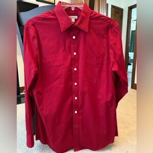 Red Casual Button Down Shirt w/Pointed Collar Perfect for Valentine’s Day